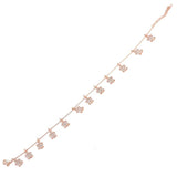 Rose Sterling Silver Turtle Anklet with Zircon Accents