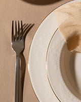 New Bone Porcelain 24-Piece Dinner Set - Elegant Relief & Gold