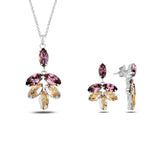 Boucles d'oreilles chandelier en argent sterling plaqué or rose - Flora Marquise Swarovski