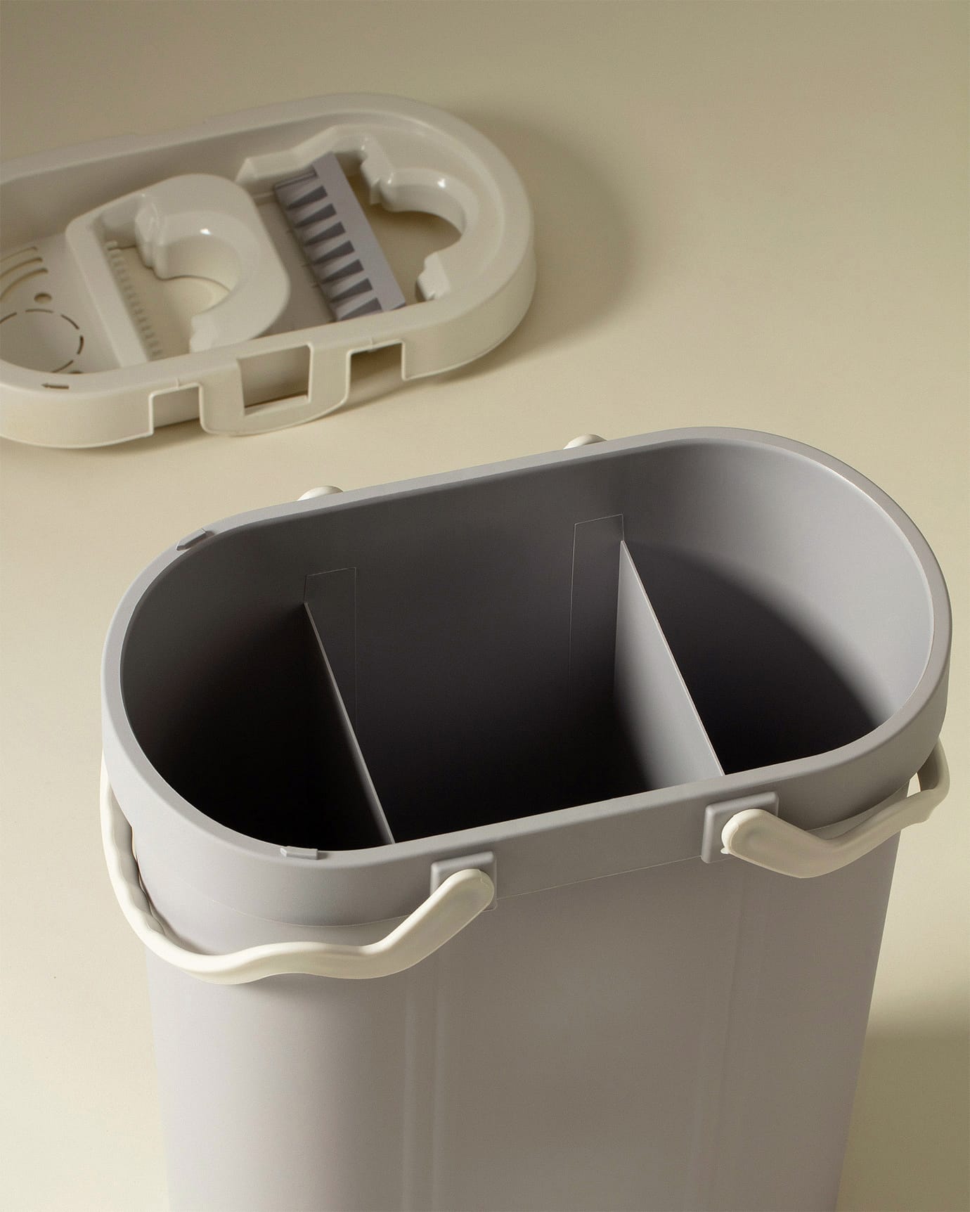 Plastic & Metal 3-Compartment Mop Set - Integrated Cleaning System