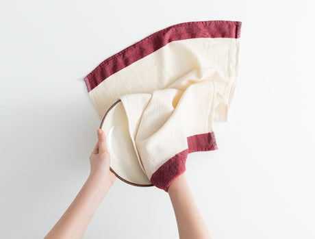 Red & Ecru Absorbent Kitchen Dish Towel