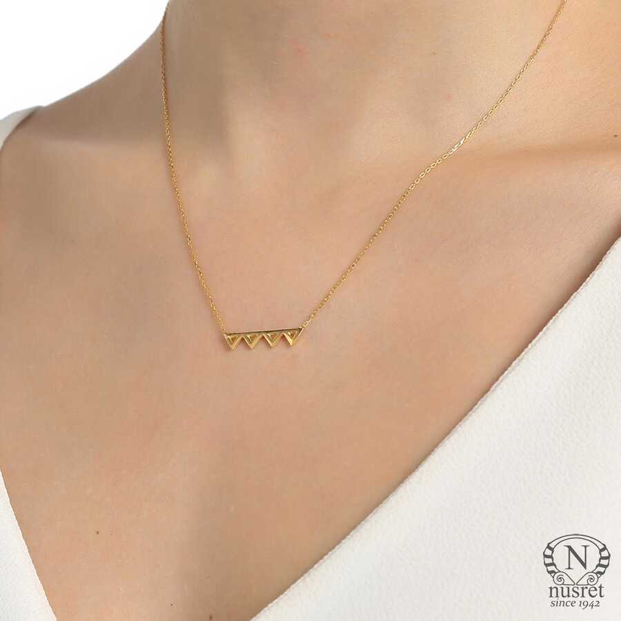 Sterling Silver Minimalist Tiny Triangles Pendant Necklace