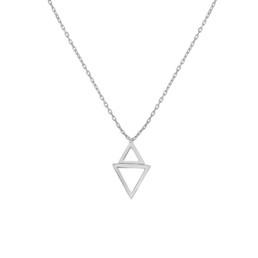 Professional Sterling Silver Double Triangle Necklace