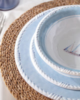 Melamine 6-Person Dinner Set - Contemporary Blue & White Design