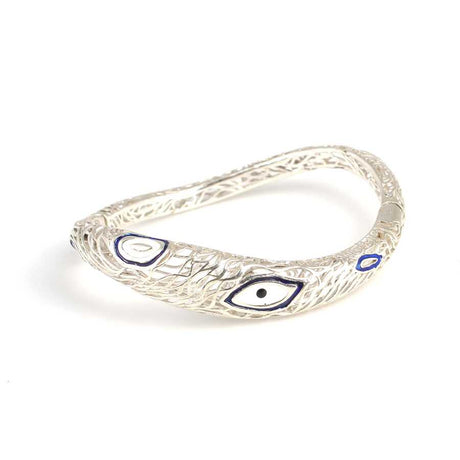 Artisan 925 Sterling Silver Enamel Filigree Bangle