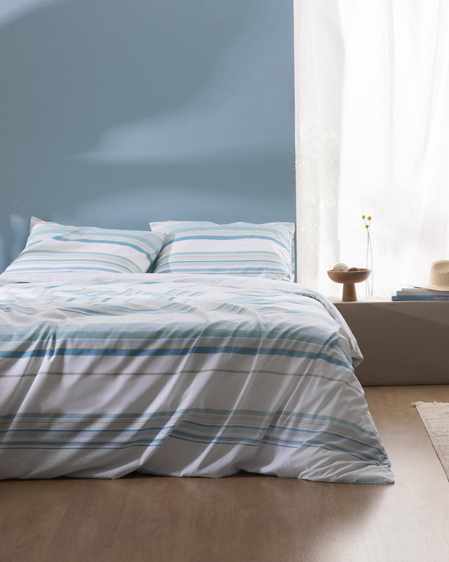 Turquoise Printed 100% Cotton Ranforce Double Bedding Set