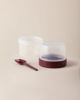 Portable Snack Container with Integrated Spoon - 400ml Plum
