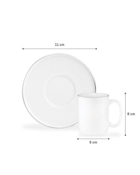 New Bone Porcelain 6-Person Coffee Cup Set - Gold & Platinum Accents