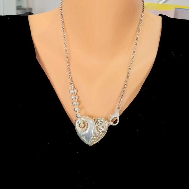 925 Sterling Silver Bold Heart Necklace - Statement Jewelry