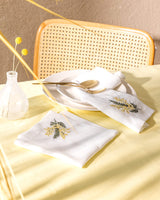White and Yellow Cloth Napkins - Set of 2 Dinner Table Linens