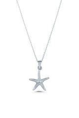 925 Sterling Silver Starfish Pendant Necklace - Ocean Charm