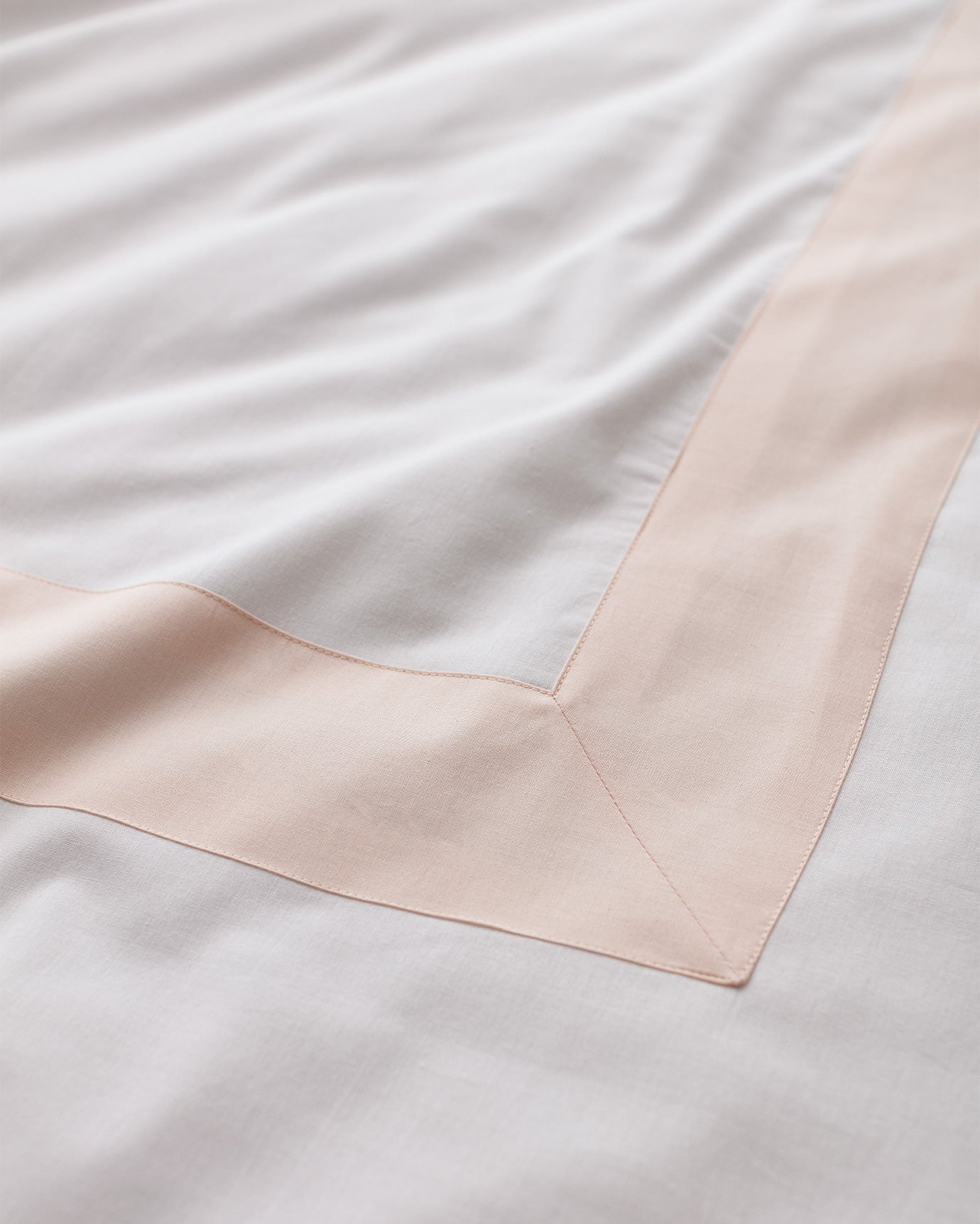 100% Cotton Valette King Size Duvet Cover Set with Fitted Sheet - White & Blush