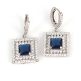 925 Sterling Silver Double Row Entourage Square Zirconia Earrings