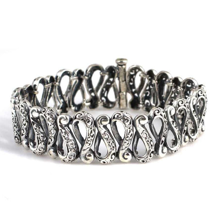 Exquisite Sterling Silver Swan Filigree Bracelet