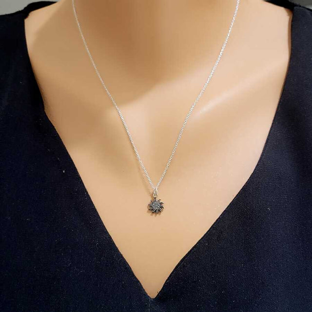 Sterling Silver Mini Sun Pendant Necklace - Minimalist
