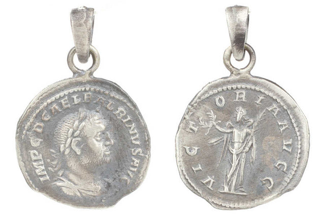 Premium 925 Sterling Silver Ancient Roman Caesar Medallion Pendant
