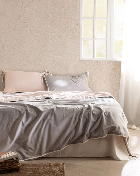 100% Cotton Washed Double Duvet Cover Set - Tie Closure