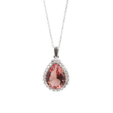 Exquisite 925 Sterling Silver Zultanite Drop Halo Necklace