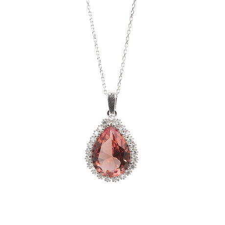 Exquisite 925 Sterling Silver Zultanite Drop Halo Necklace