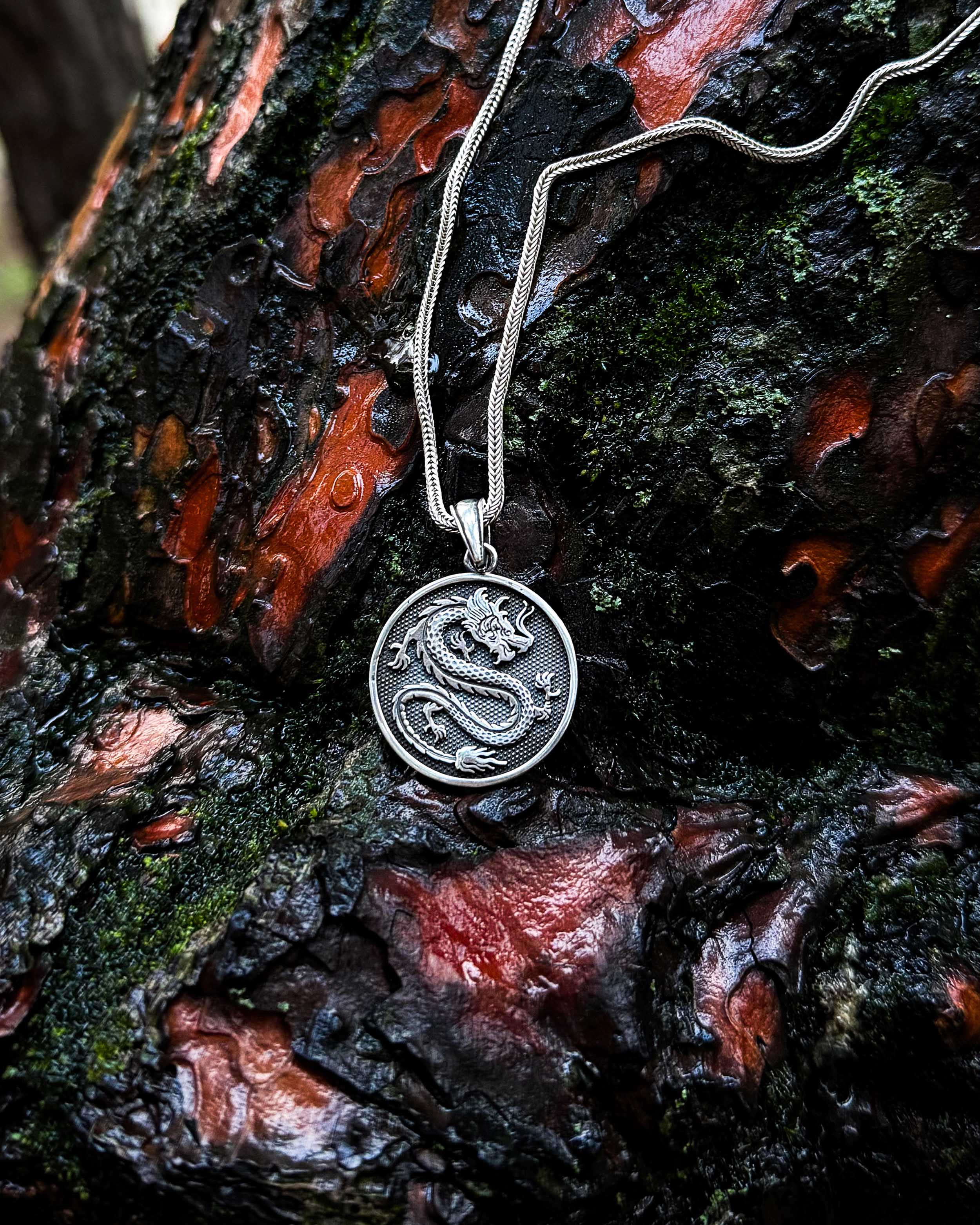 Collier Médaillon Dragon en Argent Sterling - Symbole de Pouvoir Mythique