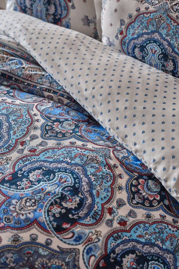 Maisha Blue Double 100% Cotton Duvet Cover Set