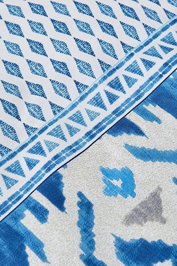 Neos Blue 100% Cotton Single Duvet Cover Set