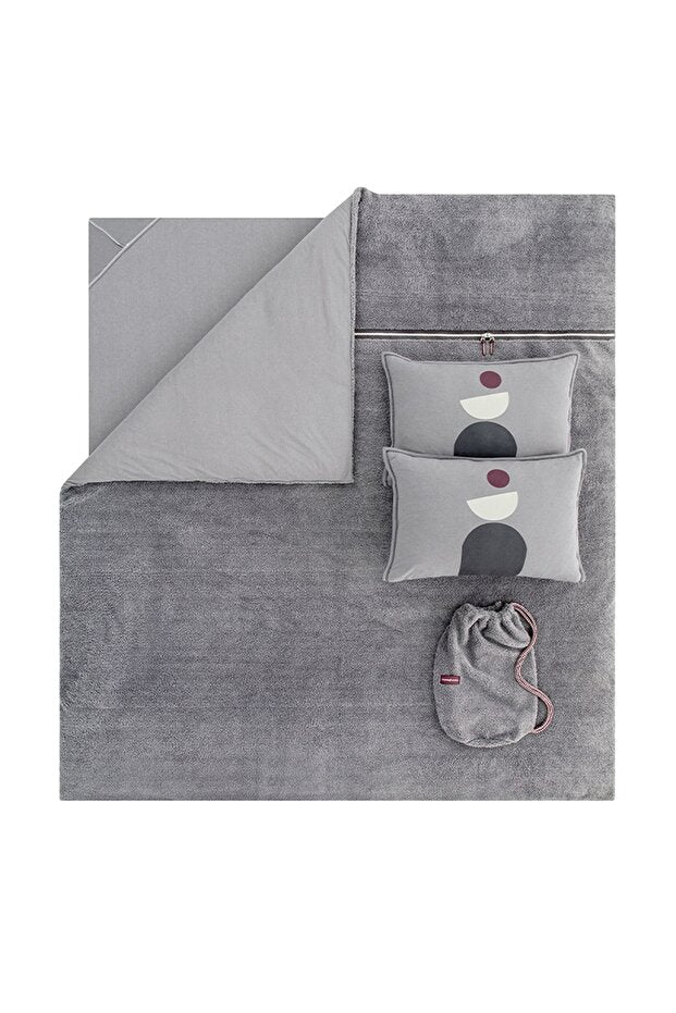Ensemble de housse de couette zippée Coverme Quadro Single Sherpa - Gris