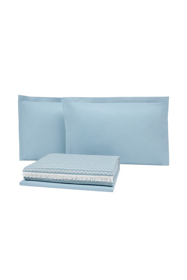 Gwen Single Pique Bedding Set - 3 Pieces, Ice Blue