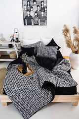 Double Cotton Duvet Cover Set - Reversible Herringbone Pattern