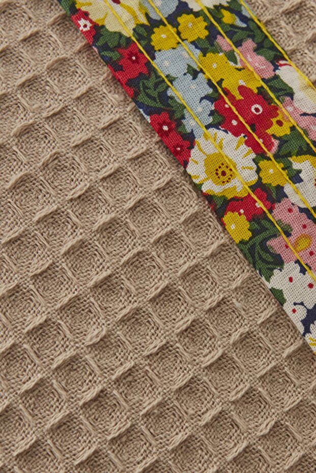 Pike en maille gaufrée Glam - 200x220 cm Beige Mélange de coton