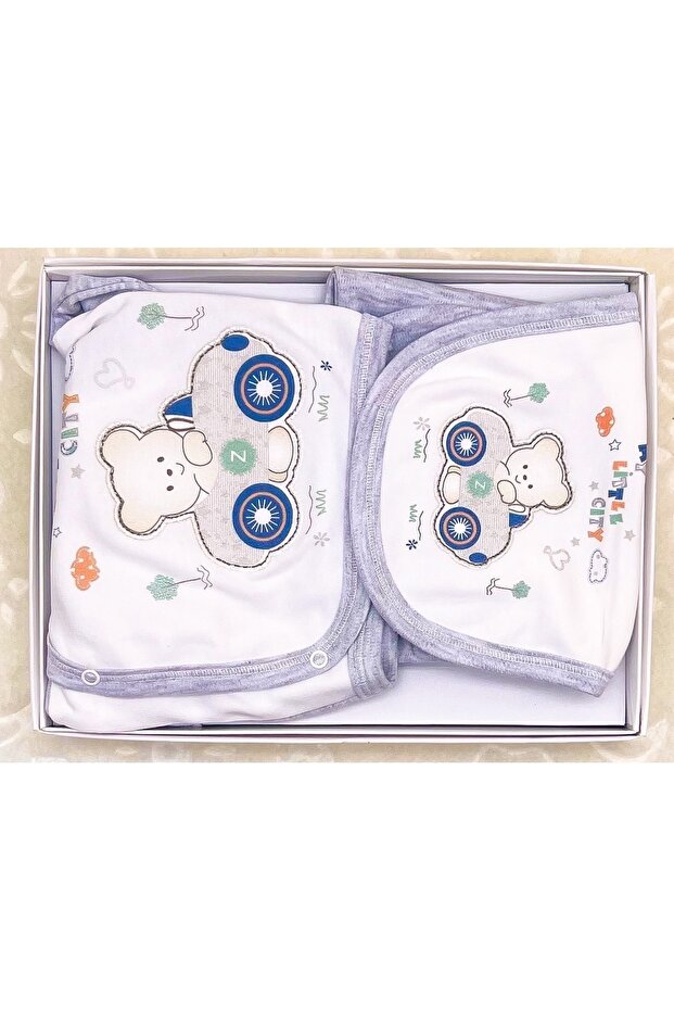 Newborn Bear Car 5-Piece Organic Cotton Baby Set - 0-3 Months