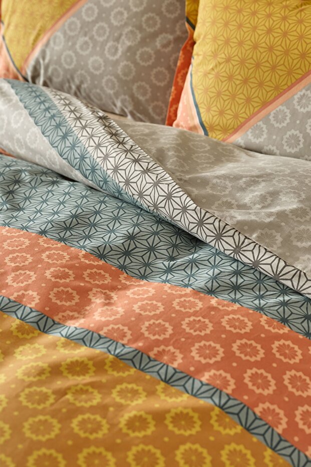 Selena Double Duvet Cover Set - 100% Cotton Mustard