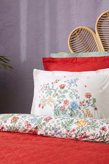 Lalin Double Duvet Set - Green Floral Bedding Collection