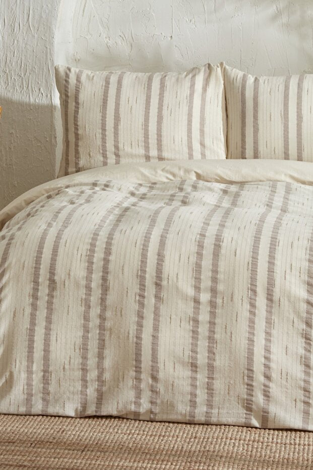 100% Cotton Double Duvet Cover Set - Beige 200x220cm