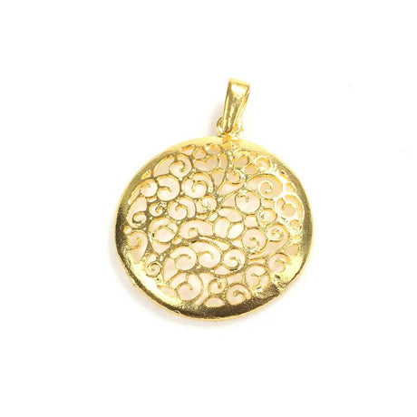 Elegant 925 Sterling Silver Filigree Openwork Pendant Charm