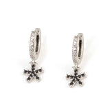 Sterling Silver Hoop Earrings - Snowflake Zircon Design