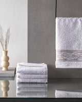 4-Pack 100% Cotton Hand Towel Set - Soft & Absorbent - White & Beige