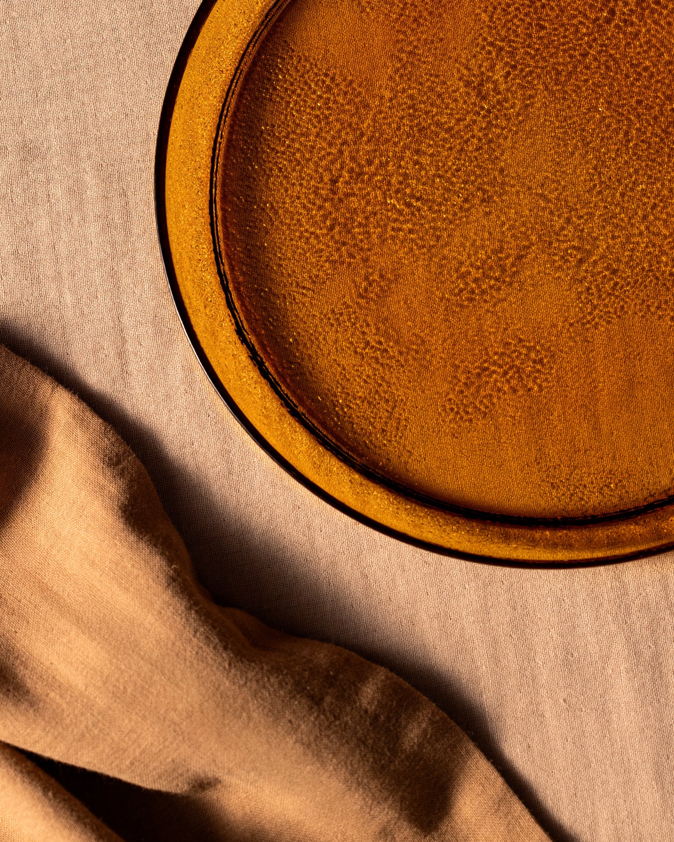 Glass Pasta Plate - Radiant Amber Elegance