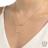 Sterling Silver Double Bar Necklace - Minimalist Layered Style