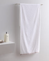 Topaze Cotton Bath Towel - Soft, Absorbent & Quick-Dry, White/Beige
