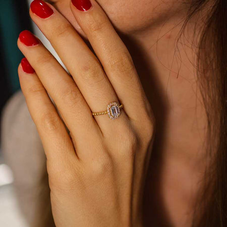 Bague baguette en argent sterling de qualité supérieure