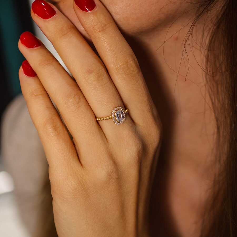 Bague baguette en argent sterling de qualité supérieure