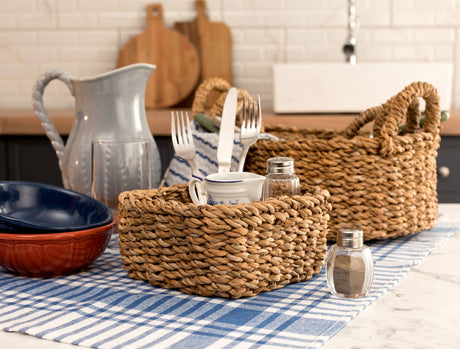 Small Handwoven Rattan Storage Basket for Home Organization