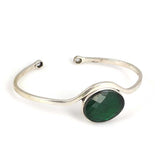 925 Sterling Silver Green Zircon Elegant Bangle Bracelet