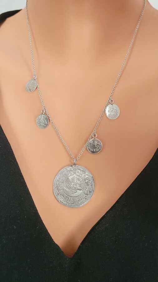 925 Sterling Silver Ottoman Coin Necklace - Imperial Seal Pendants