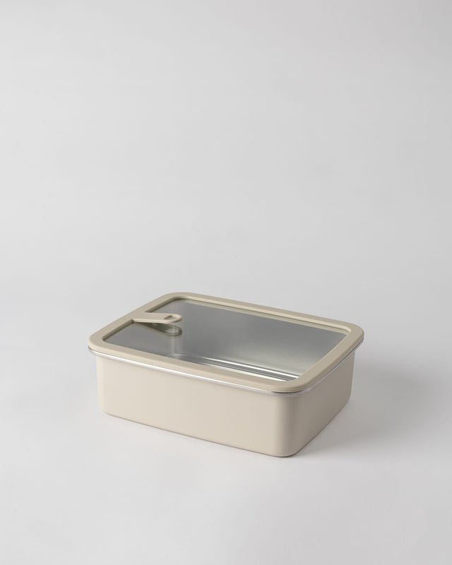 2400 ml Steel Food Storage Container with Lid - Soft Beige