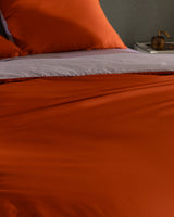 King Size 100% Cotton Sateen Printed Duvet Cover Set, Orange