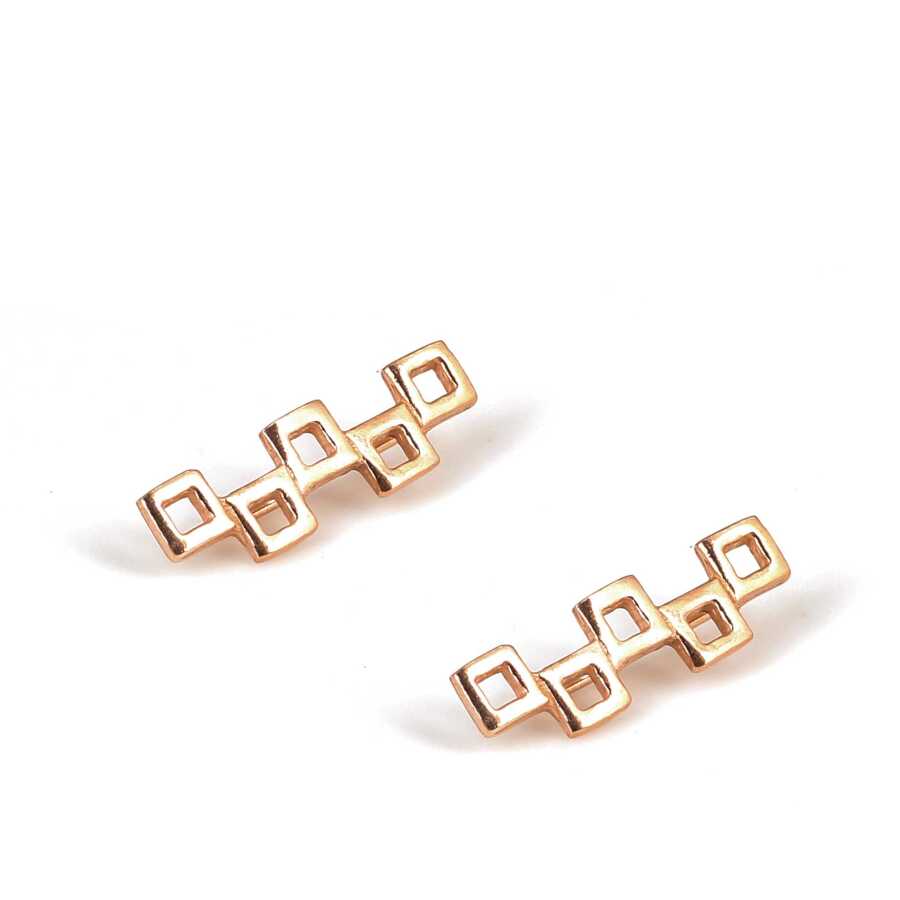 Sterling Silver Tiny Squares Earcuff Earring - Modern Design