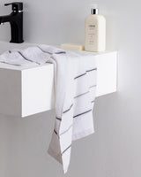 Cotton Blend Face Towel - Bourrache Pattern, White & Grey
