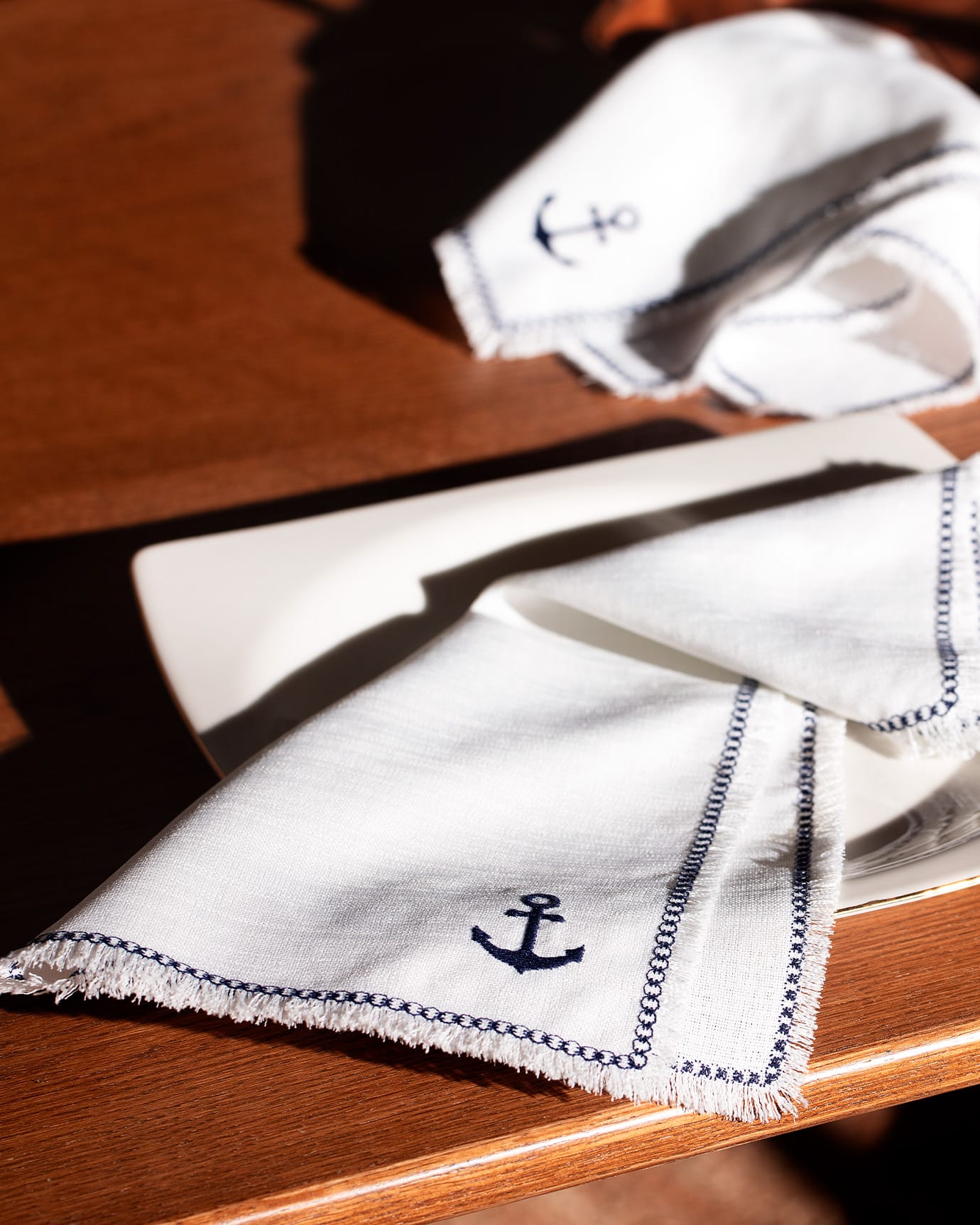 Ancre Design Cloth Dinner Napkins - Set of 2 Reusable Fabric Table Linens